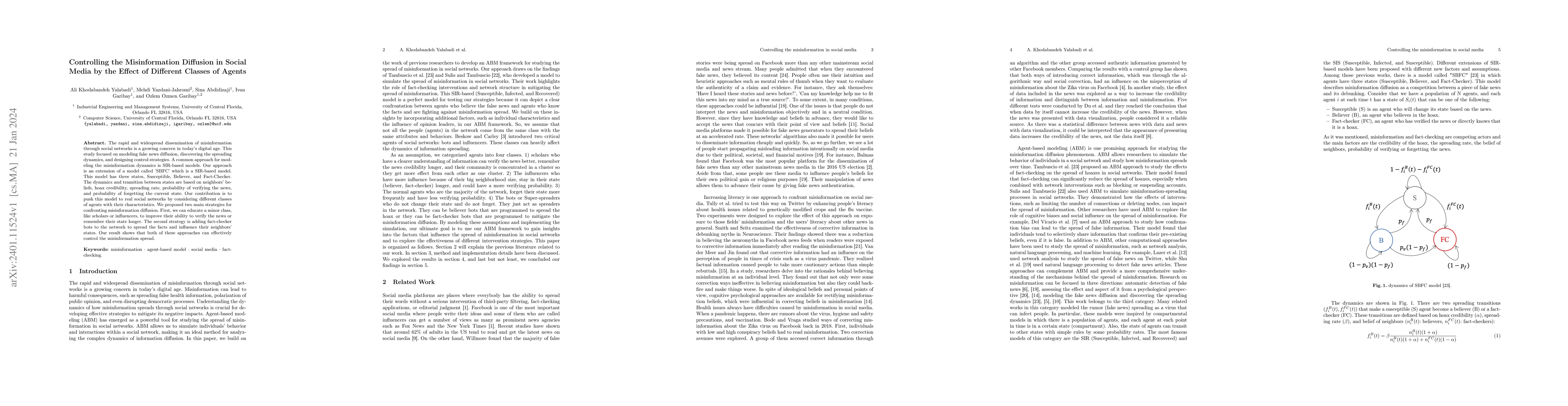 Thumbnail for Controlling the Misinformation Diffusion in Social Media by the Effect
  of Different Classes of Agents