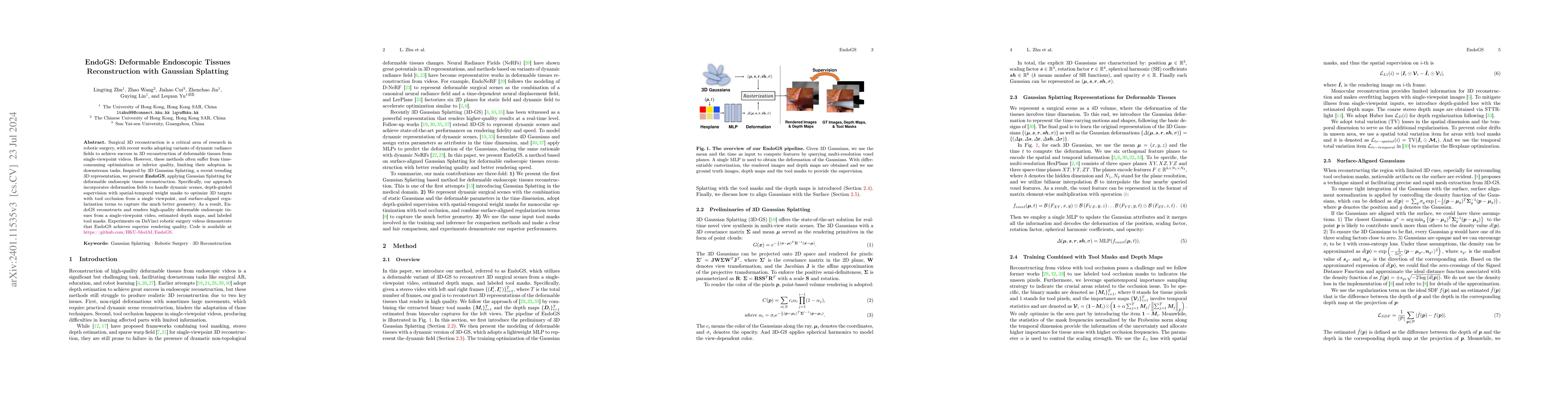Thumbnail for EndoGS: Deformable Endoscopic Tissues Reconstruction with Gaussian
  Splatting
