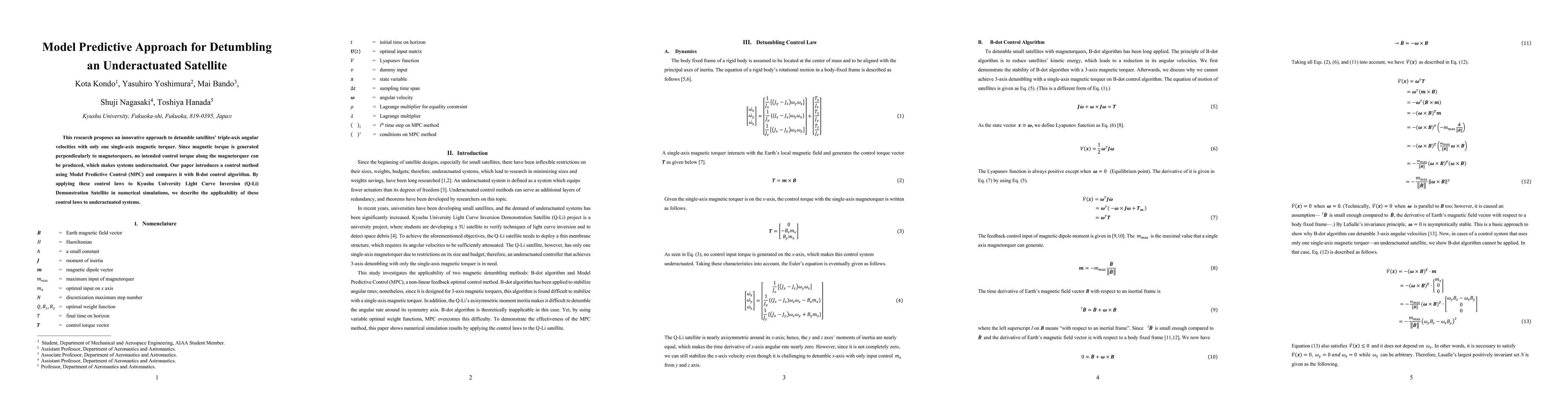 Thumbnail for Model Predictive Approach for Detumbling an Underactuated Satellite