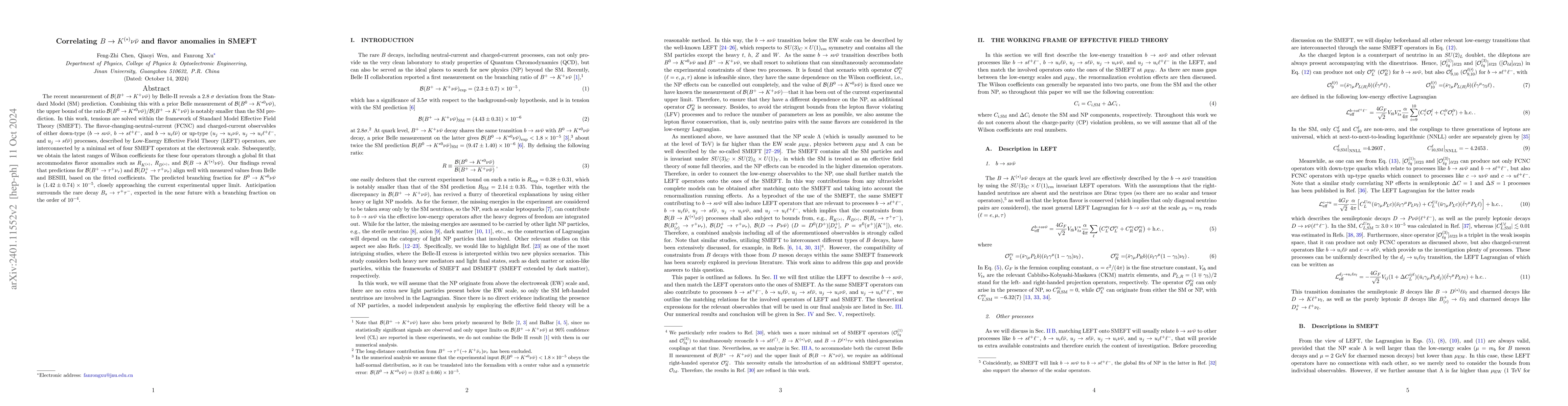 Thumbnail for Correlating $B\to K^{(\ast)} \nu\bar{\nu}$ and flavor anomalies in SMEFT