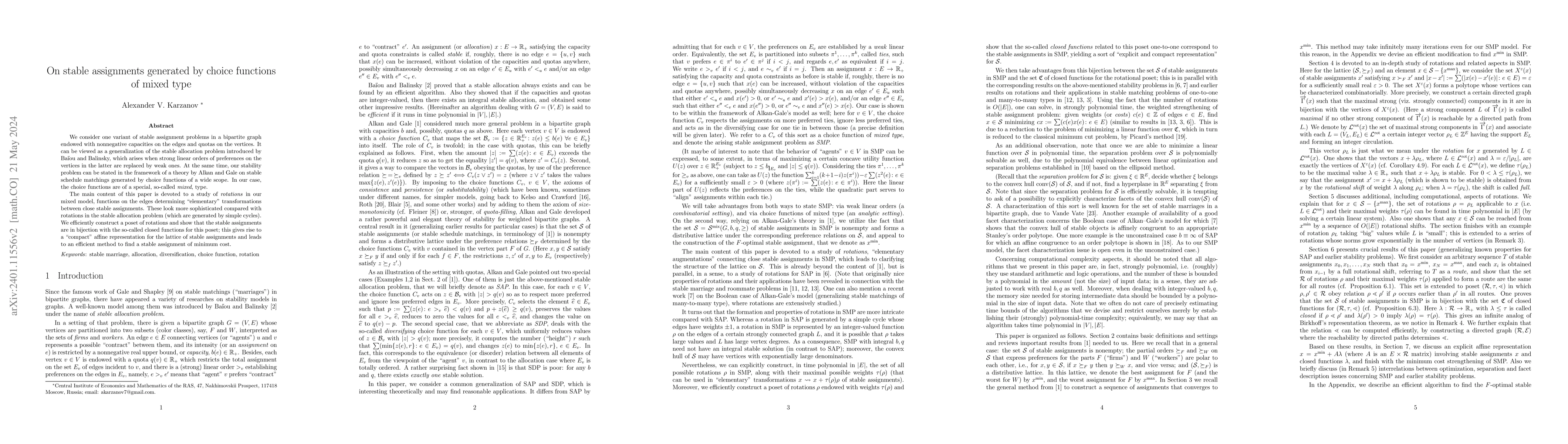 Thumbnail for On stable assignments generated by choice functions of mixed type