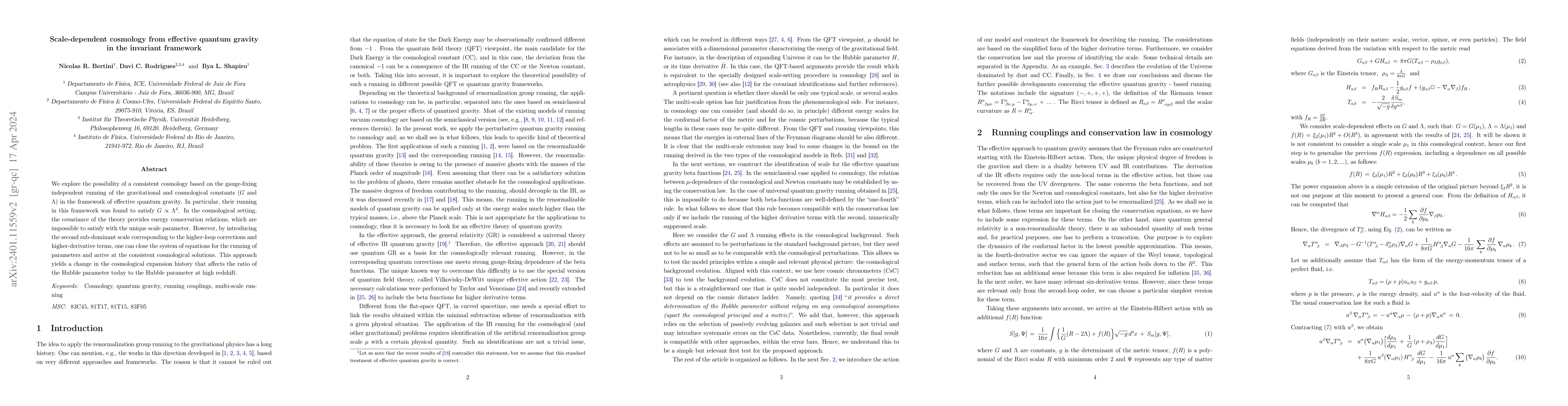 Thumbnail for Scale-dependent cosmology from effective quantum gravity in the
  invariant framework