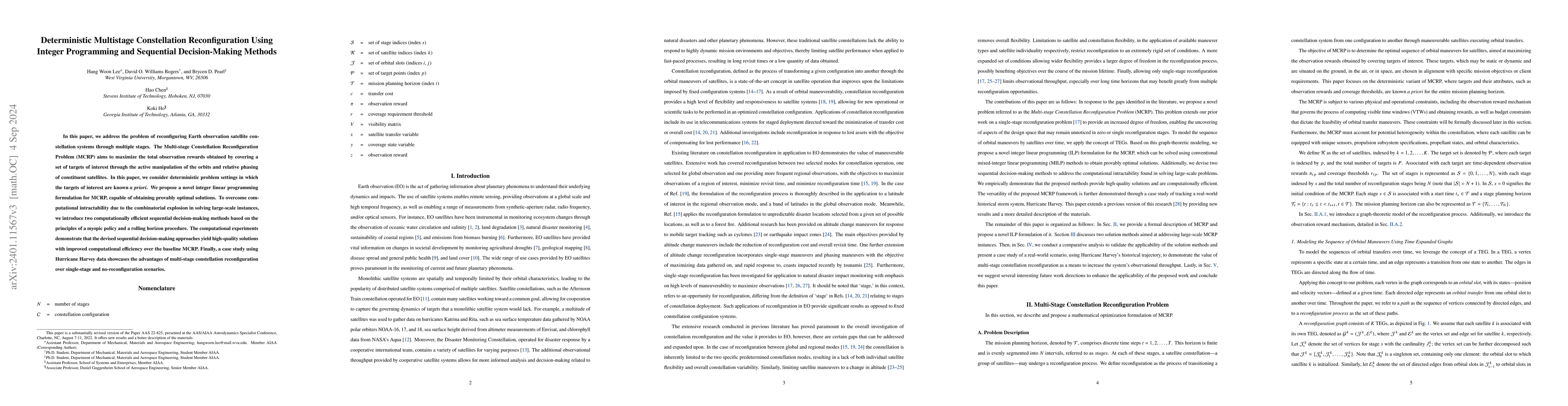 Thumbnail for Deterministic Multi-stage Constellation Reconfiguration Using Integer
  Linear Programming and Sequential Decision-Making Methods
