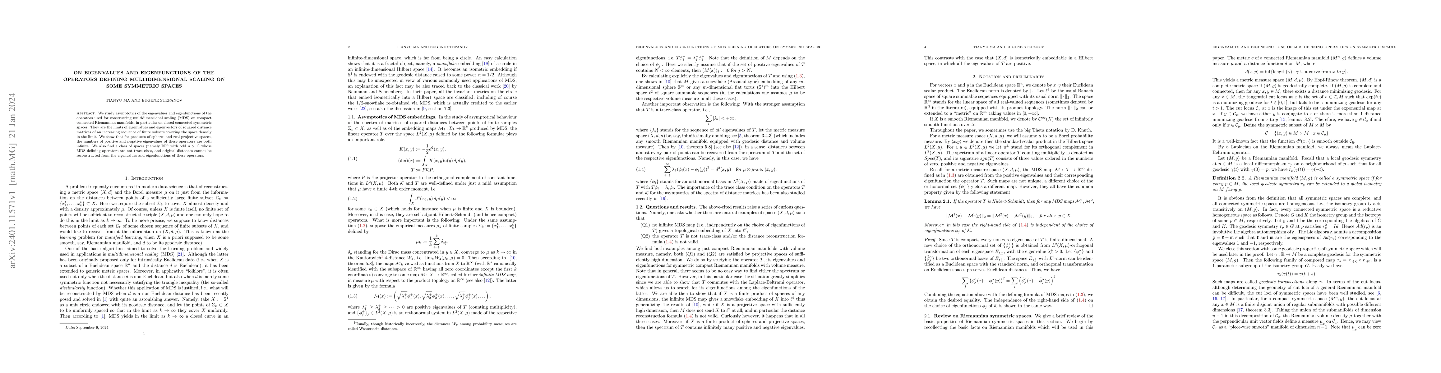 Thumbnail for On eigenvalues and eigenfunctions of the operators defining
  multidimensional scaling on some symmetric spaces