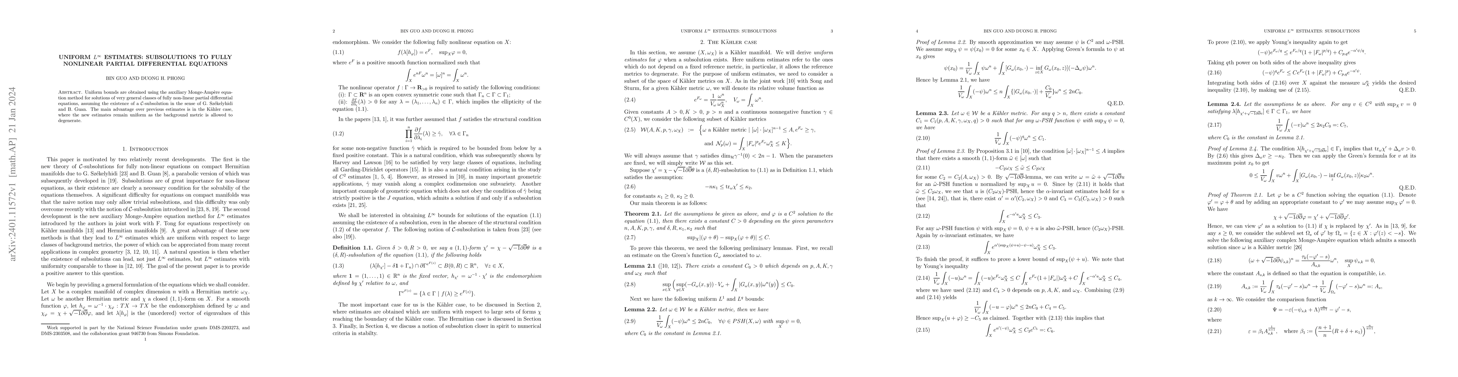 Thumbnail for Uniform $L^\infty$ estimates: subsolutions to fully nonlinear partial
  differential equations