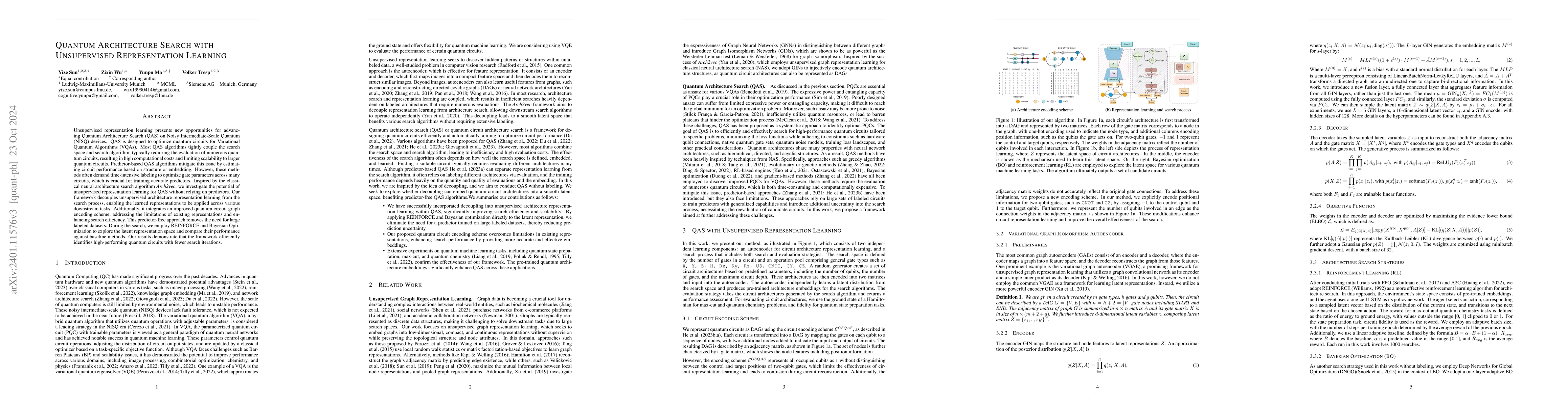 Thumbnail for Quantum Architecture Search with Unsupervised Representation Learning