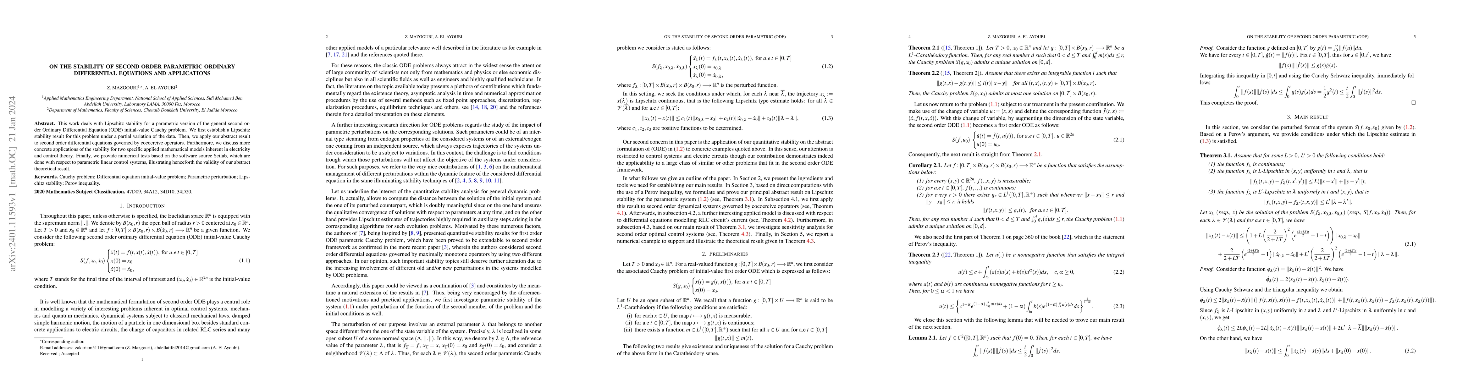 Thumbnail for On the stability of second order parametric ordinary differential
  equations and applications