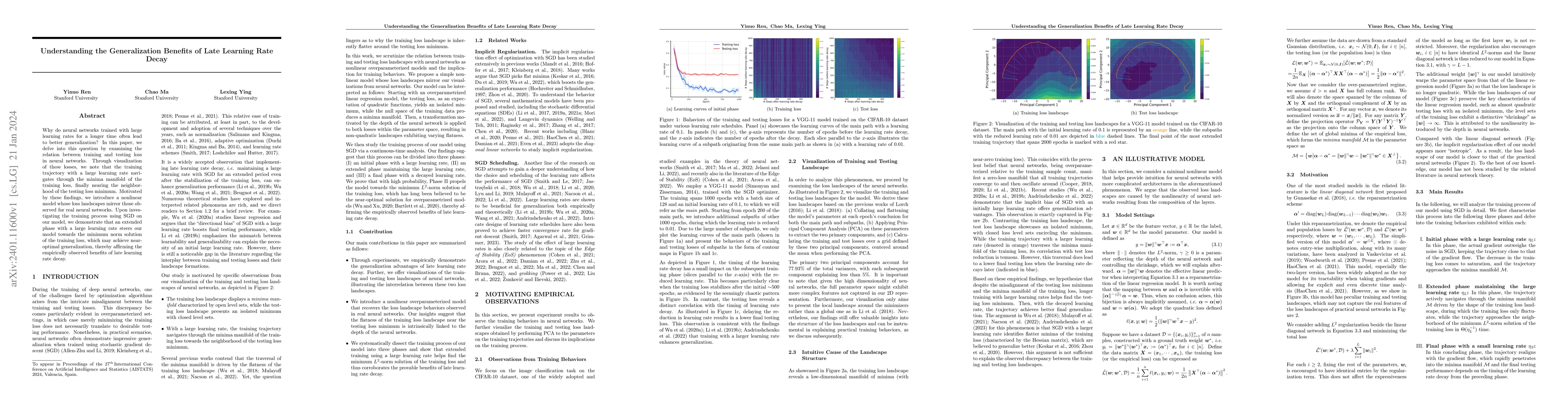 Thumbnail for Understanding the Generalization Benefits of Late Learning Rate Decay