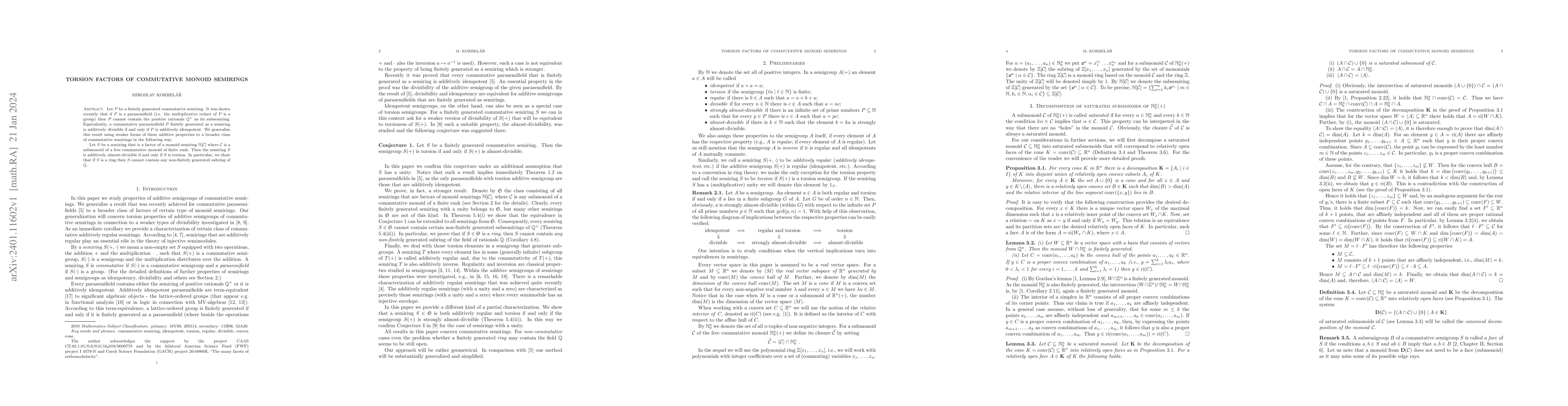 Thumbnail for Torsion factors of commutative monoid semirings