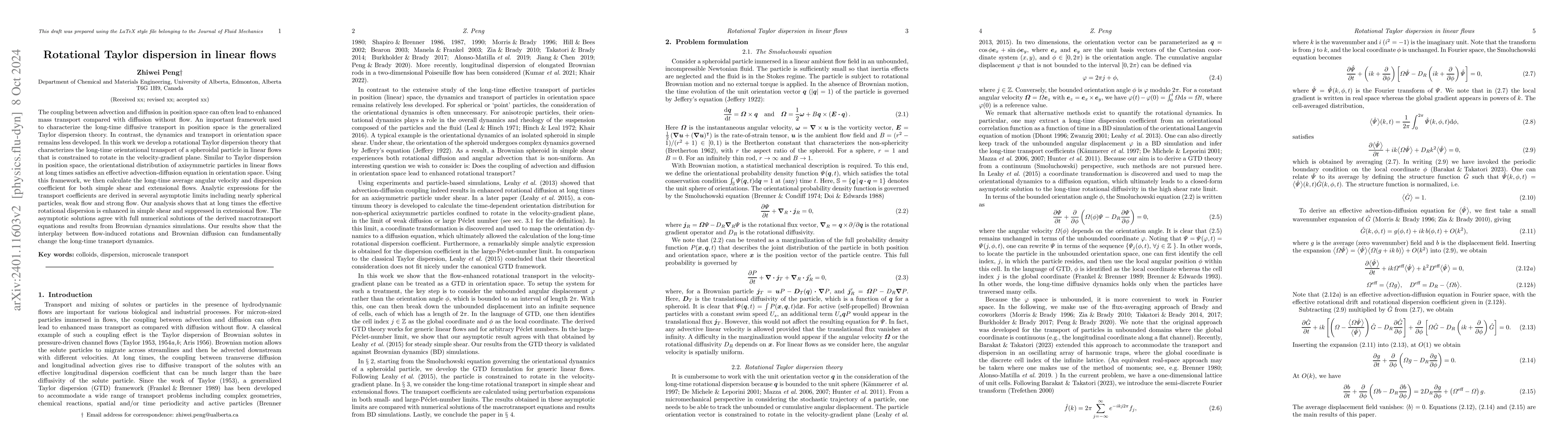 Thumbnail for Rotational Taylor dispersion in linear flows