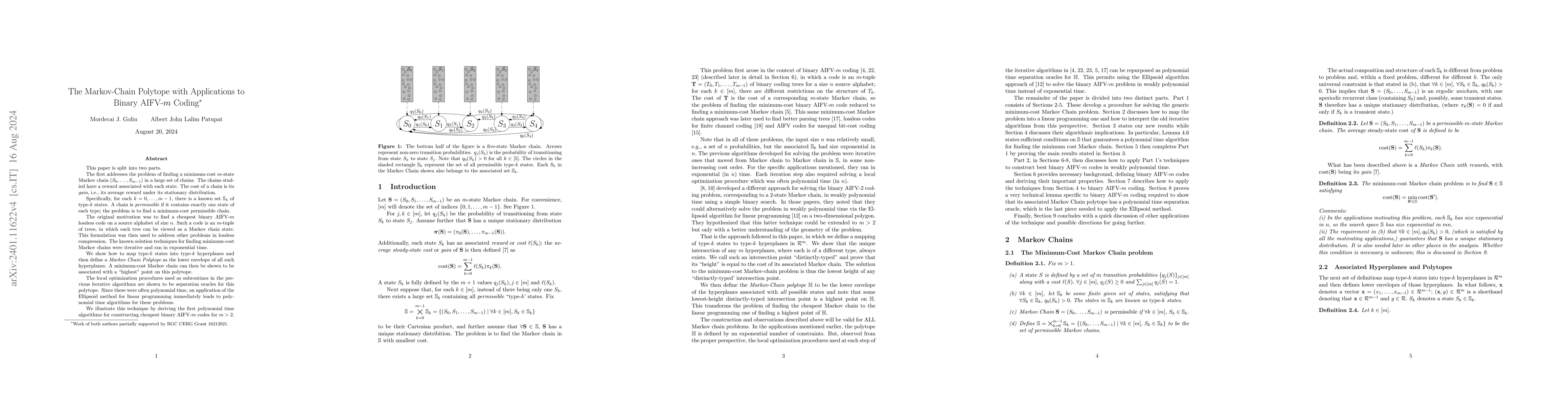 Thumbnail for The Markov-Chain Polytope with Applications