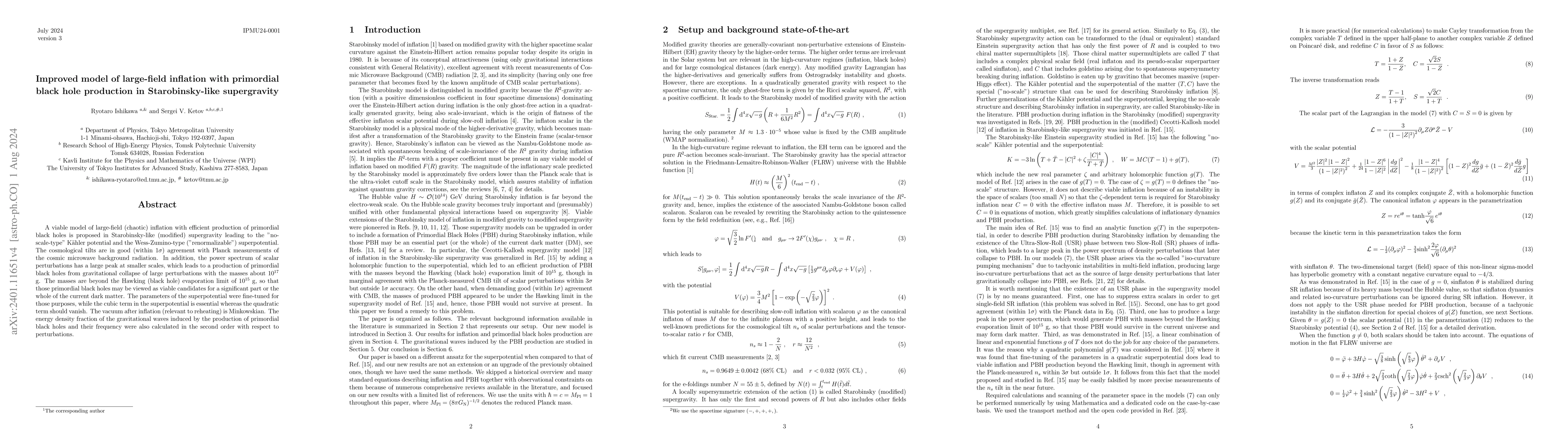 Thumbnail for Improved model of large-field inflation with primordial black hole
  production in Starobinsky-like supergravity