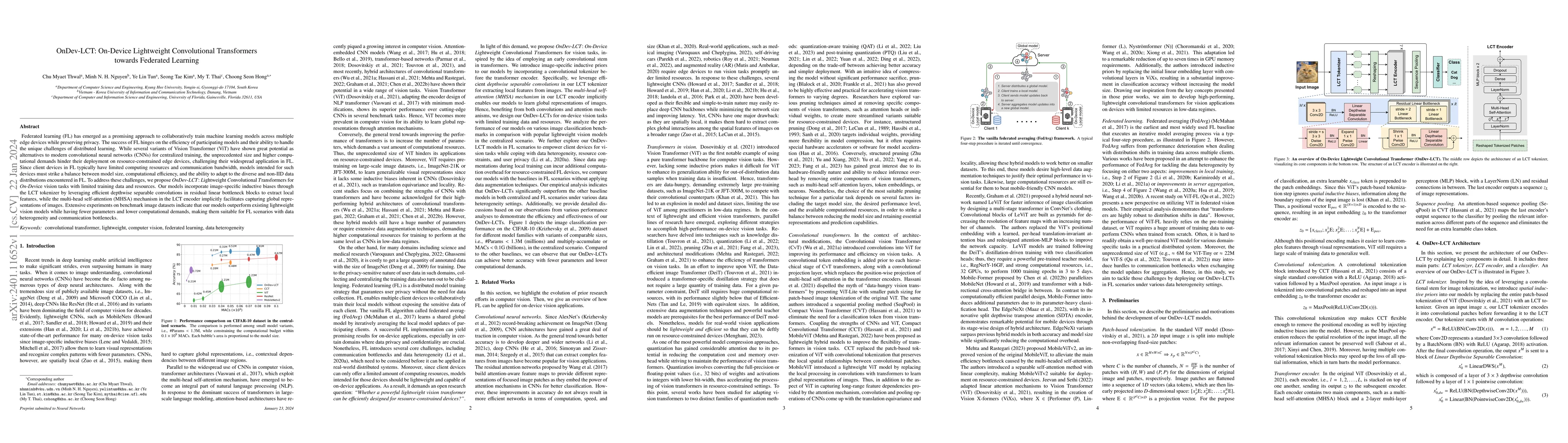 Thumbnail for OnDev-LCT: On-Device Lightweight Convolutional Transformers towards
  federated learning