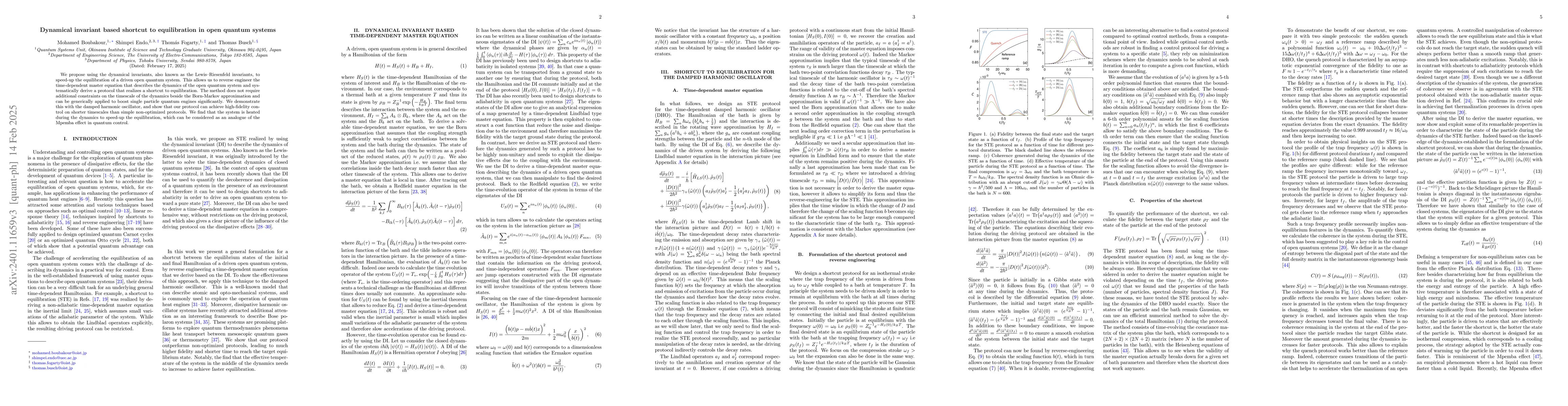 Thumbnail for Dynamical invariant based shortcut to equilibration in open quantum
  systems