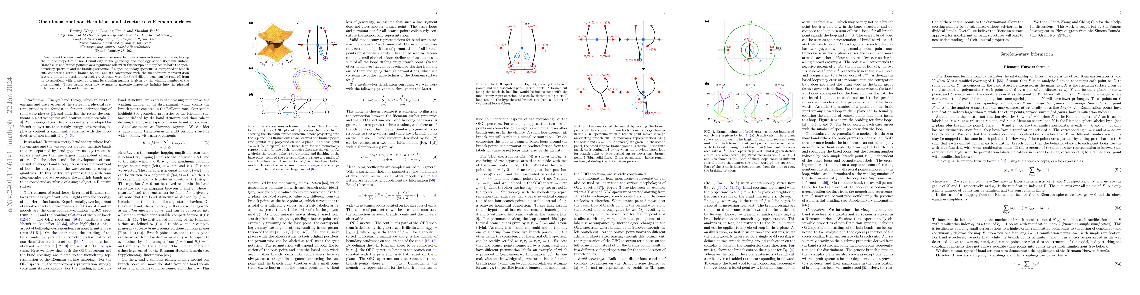 Thumbnail for One-dimensional non-Hermitian band structures as Riemann surfaces