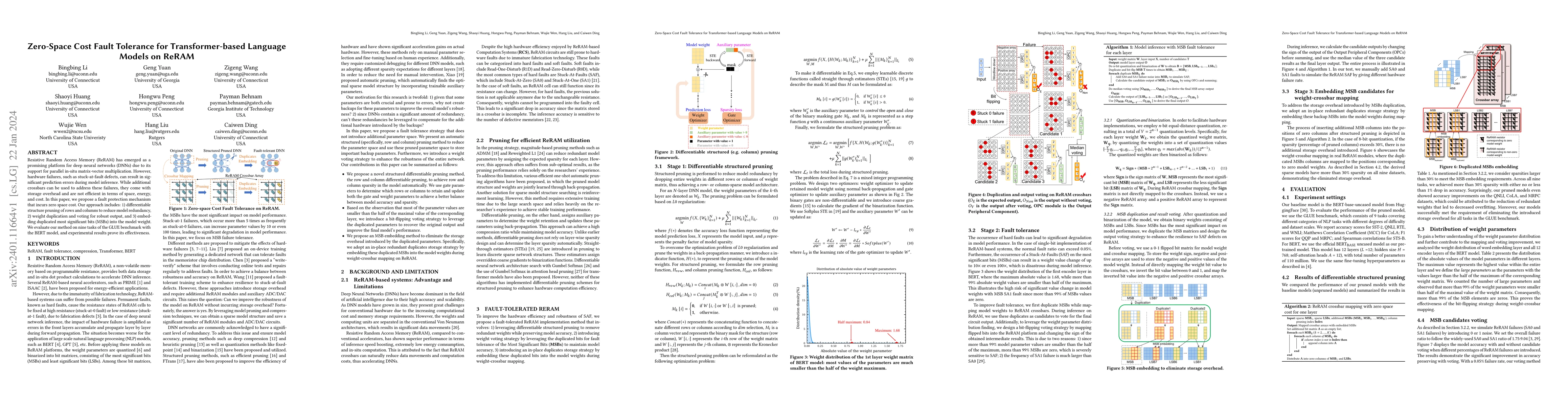 Thumbnail for Zero-Space Cost Fault Tolerance for Transformer-based Language Models on
  ReRAM