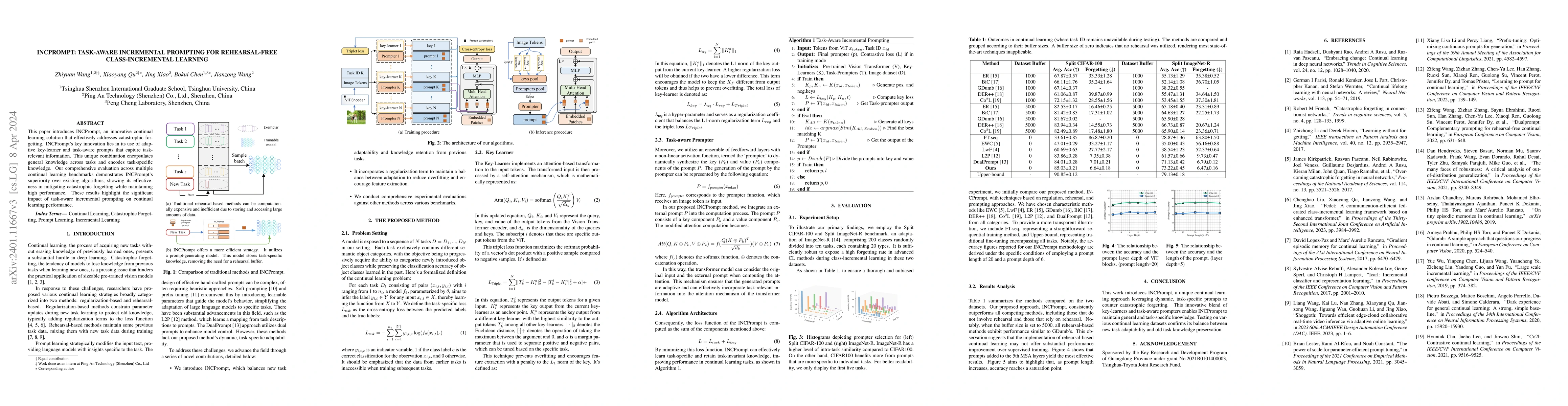 Thumbnail for INCPrompt: Task-Aware incremental Prompting for Rehearsal-Free
  Class-incremental Learning