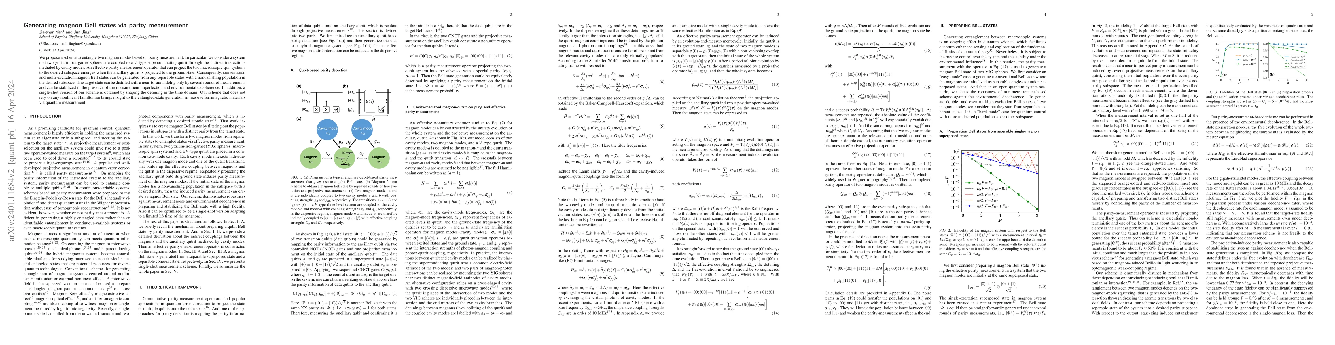 Thumbnail for Generating magnon Bell states via parity measurement