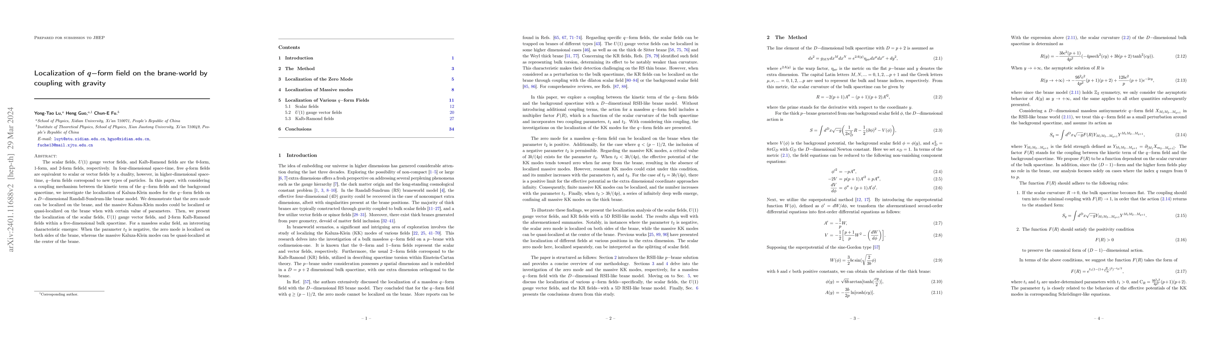 Thumbnail for Localization of $q-$form field on the brane-world by coupling with
  gravity