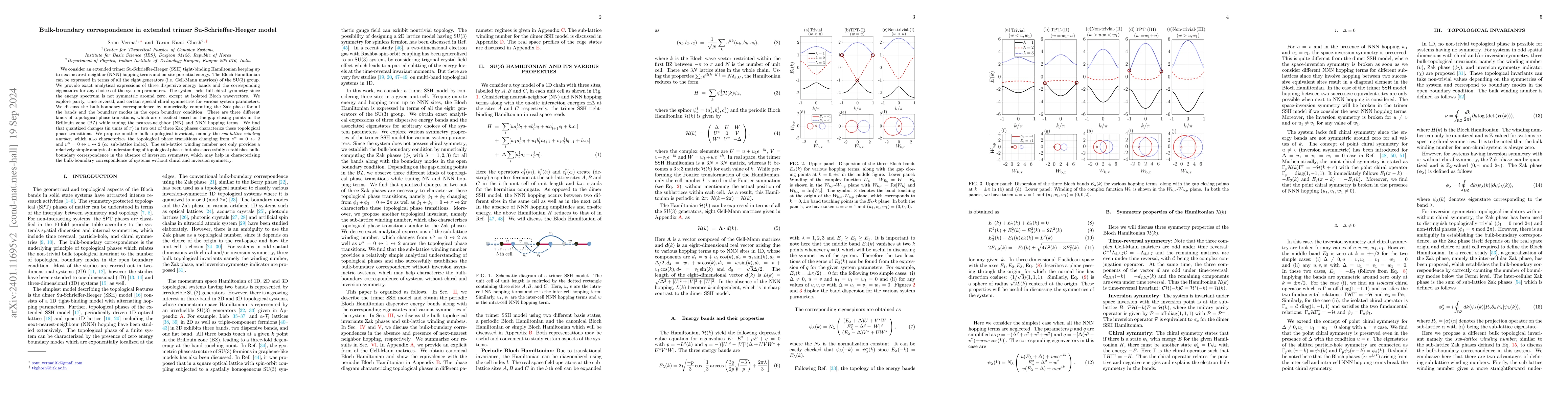 Thumbnail for Emergent SU(3) topological system in a trimer SSH model