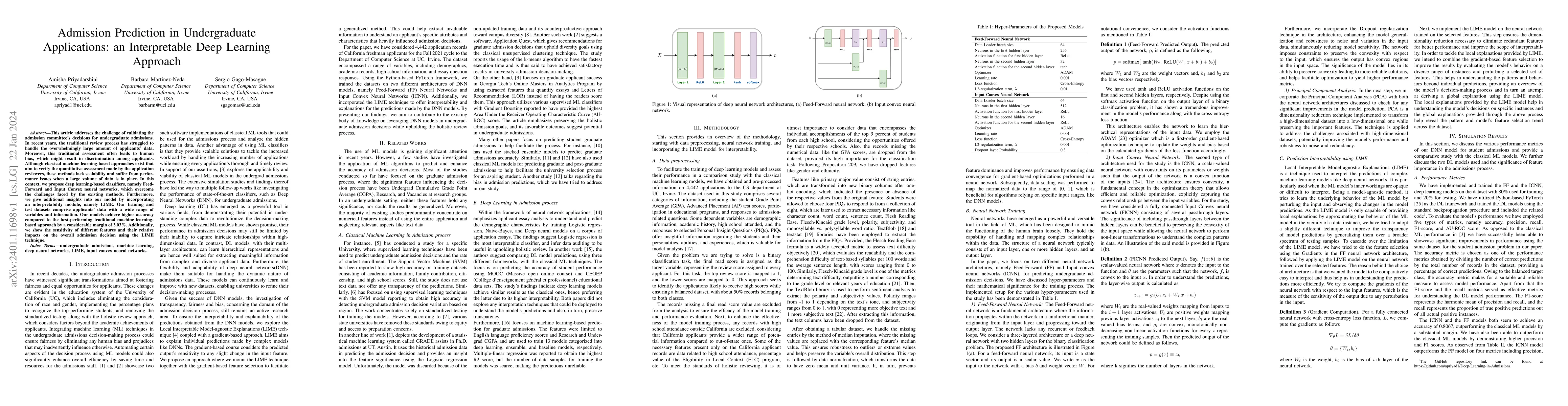 Thumbnail for Admission Prediction in Undergraduate Applications: an Interpretable
  Deep Learning Approach