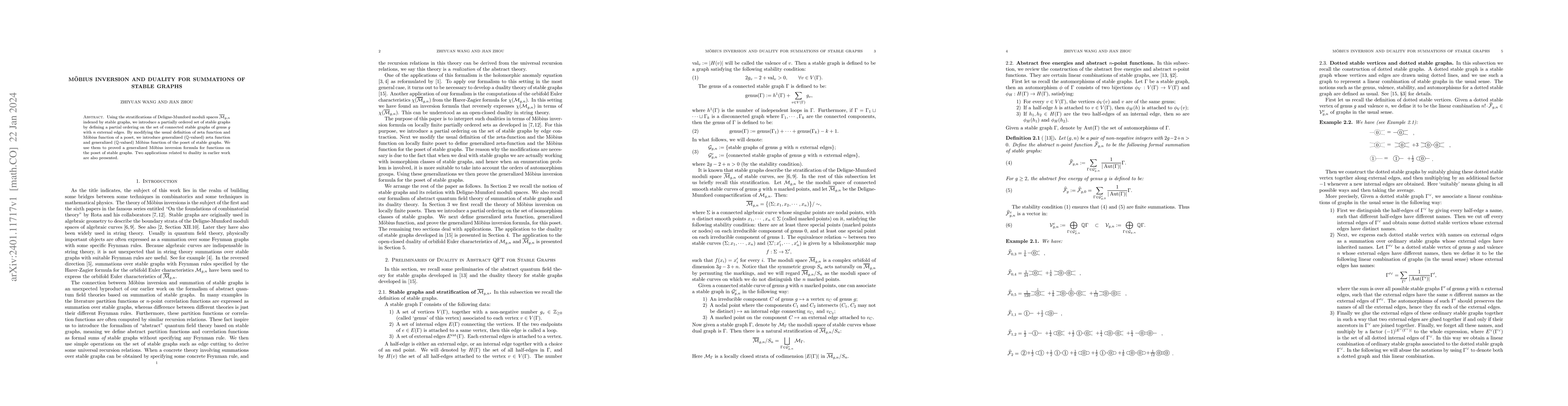 Thumbnail for M\"obius Inversion and Duality for Summations of Stable Graphs