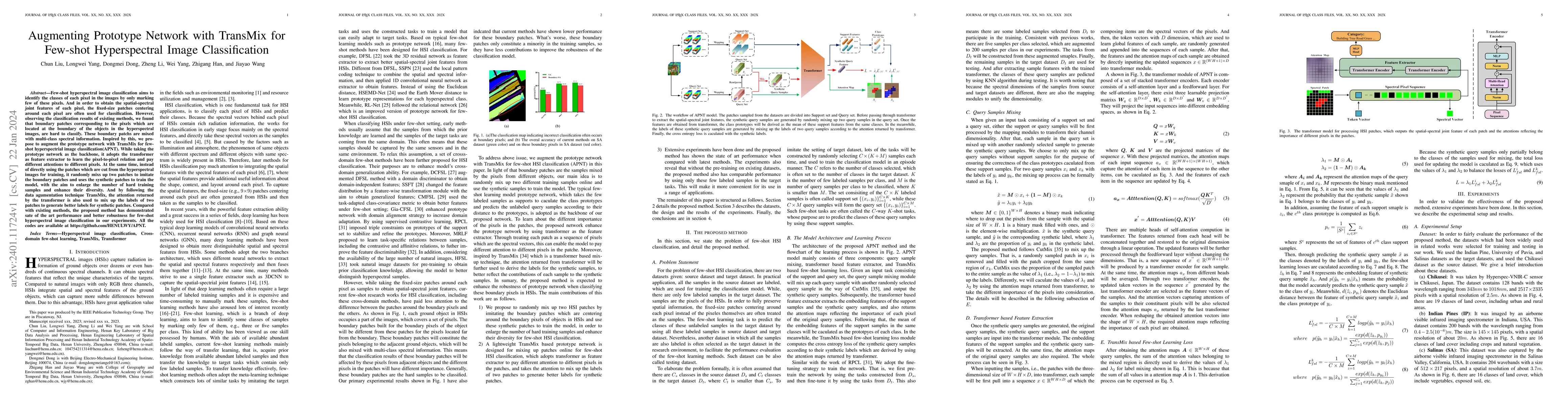 Thumbnail for Augmenting Prototype Network with TransMix for Few-shot Hyperspectral
  Image Classification