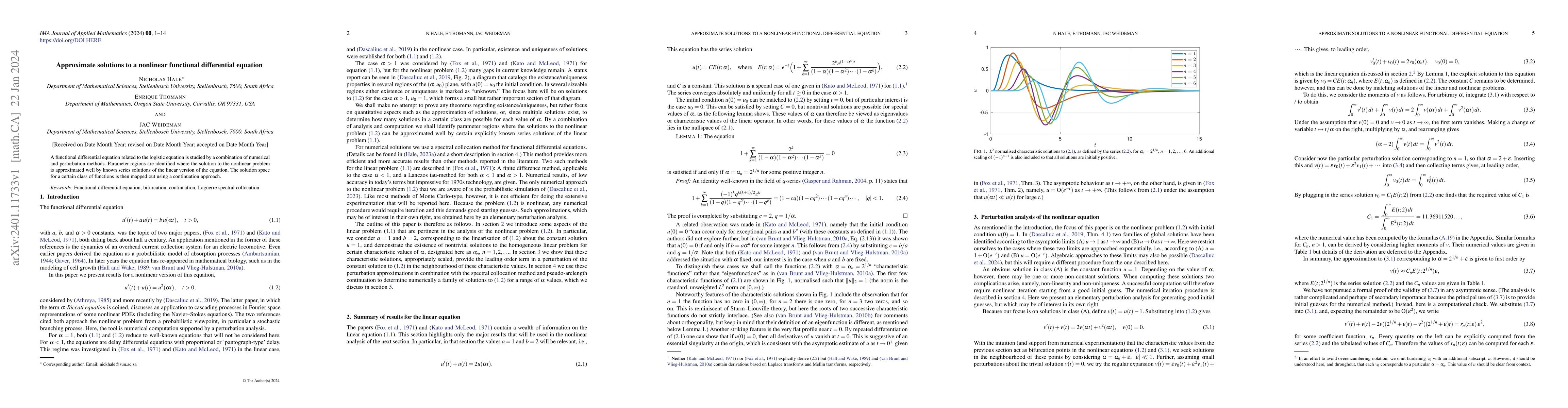 Thumbnail for Approximate solutions to a nonlinear functional differential equation
