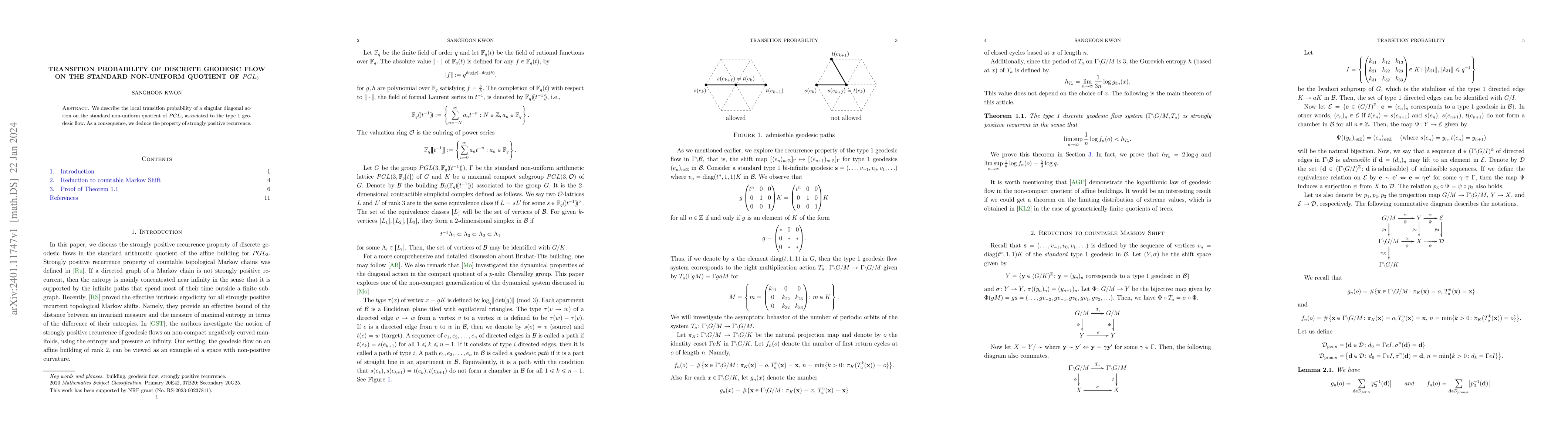 Thumbnail for Transition probability of discrete geodesic flow on the standard
  non-uniform quotient of $PGL_3$