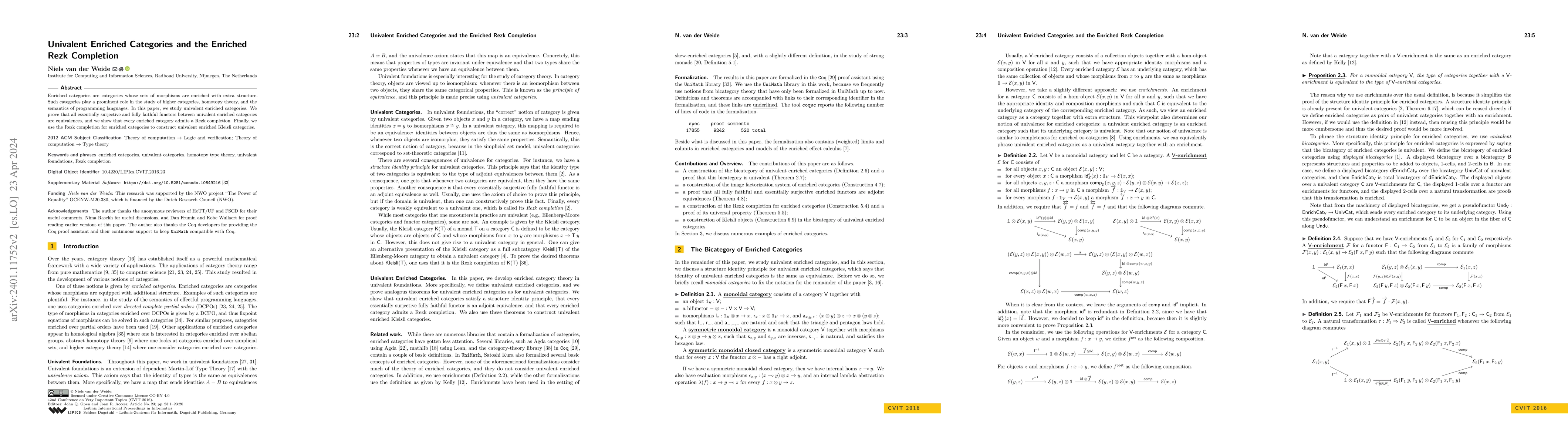 Thumbnail for Univalent Enriched Categories and the Enriched Rezk Completion