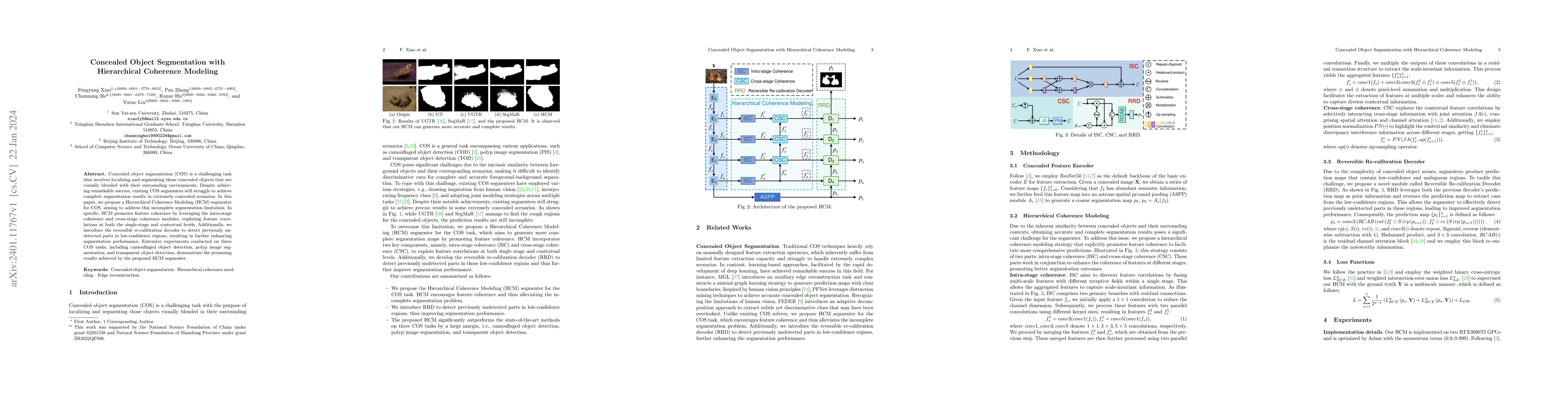 Thumbnail for Concealed Object Segmentation with Hierarchical Coherence Modeling