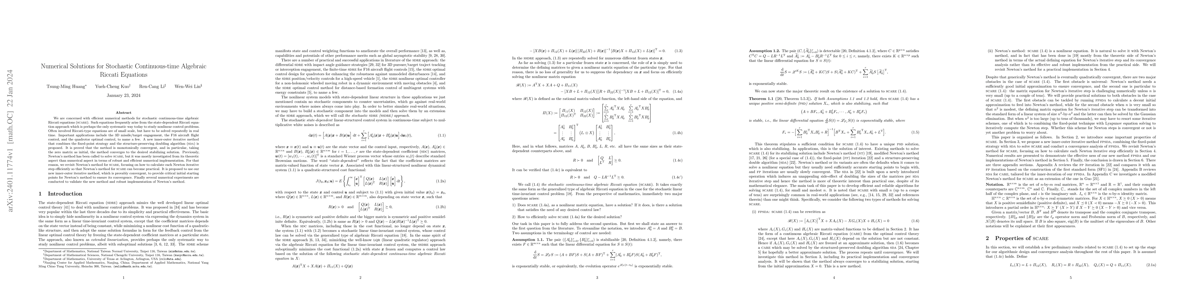 Thumbnail for Numerical Solutions for Stochastic Continuous-time Algebraic Riccati
  Equations