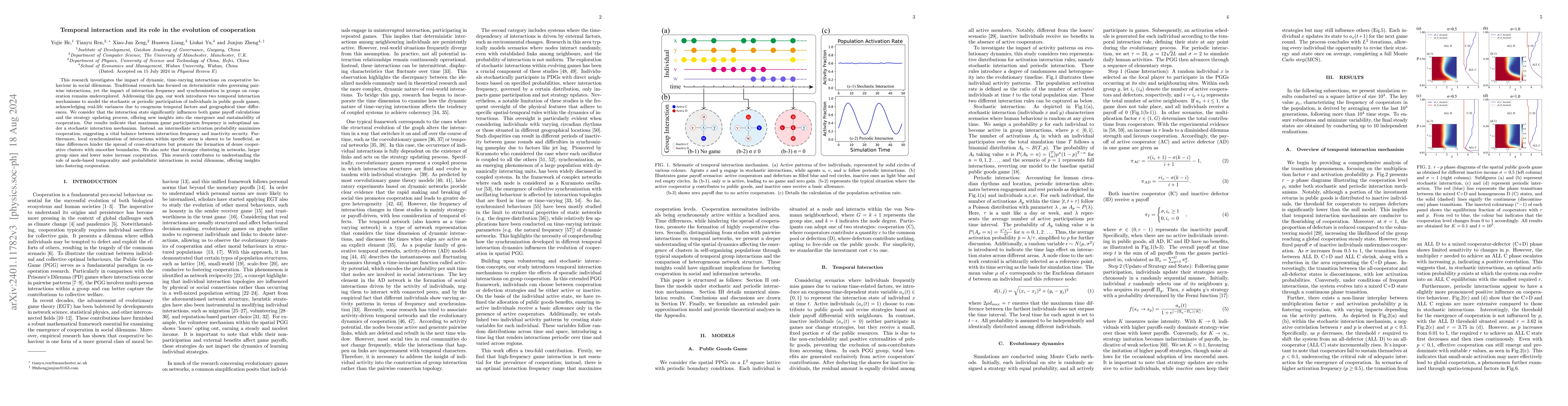 Thumbnail for Temporal Interaction and its Role in the Evolution of Cooperation
