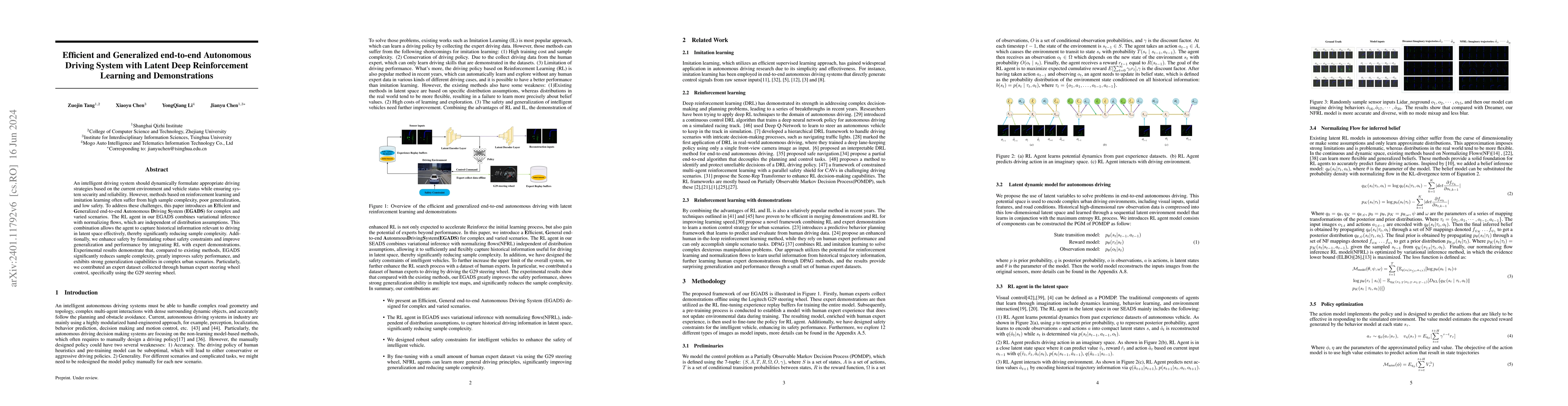 Thumbnail for Efficient and Generalized end-to-end Autonomous Driving System with
  Latent Deep Reinforcement Learning and Demonstrations