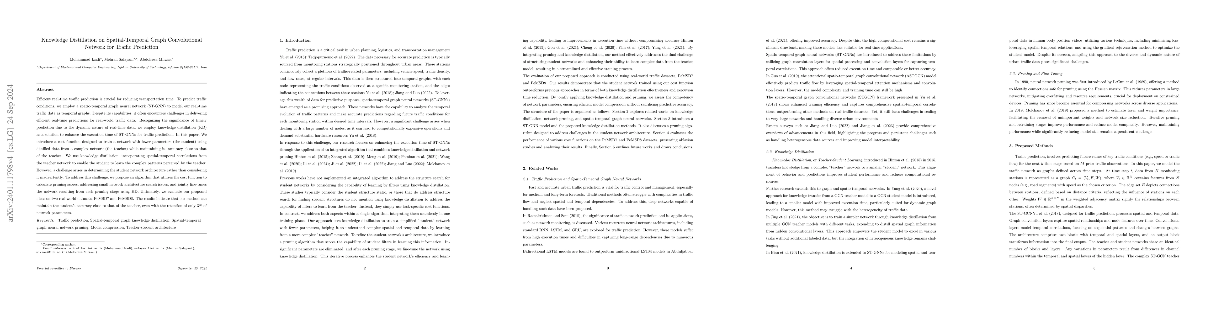 Thumbnail for Knowledge Distillation on Spatial-Temporal Graph Convolutional Network
  for Traffic Prediction