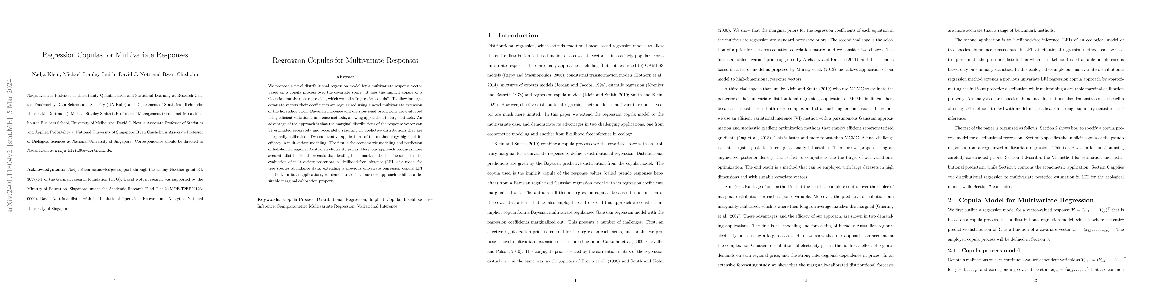 Thumbnail for Regression Copulas for Multivariate Responses