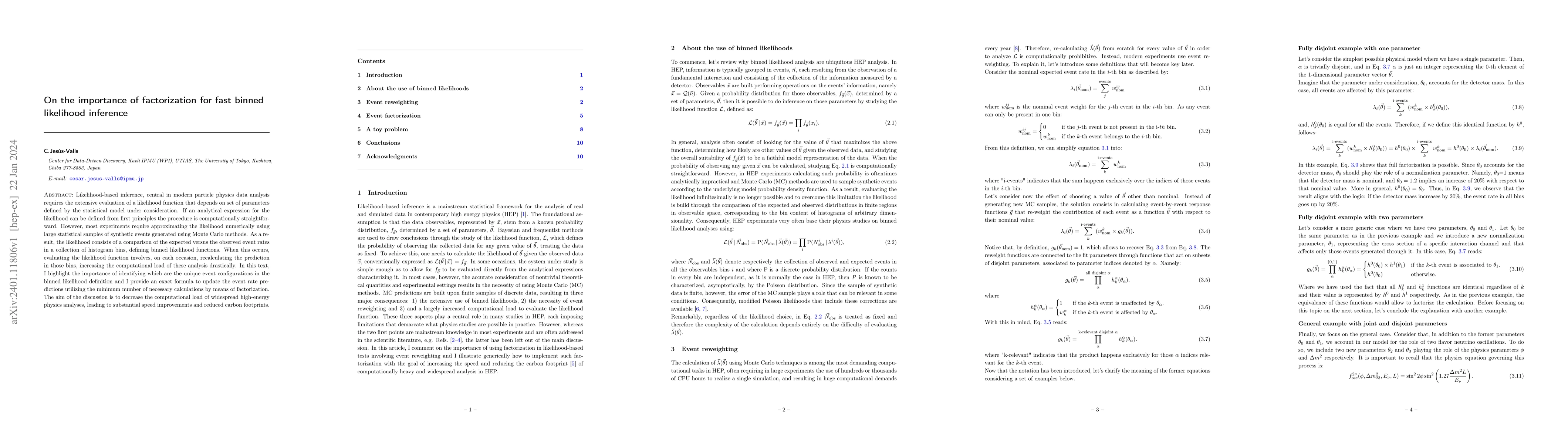 Thumbnail for On the importance of factorization for fast binned likelihood inference