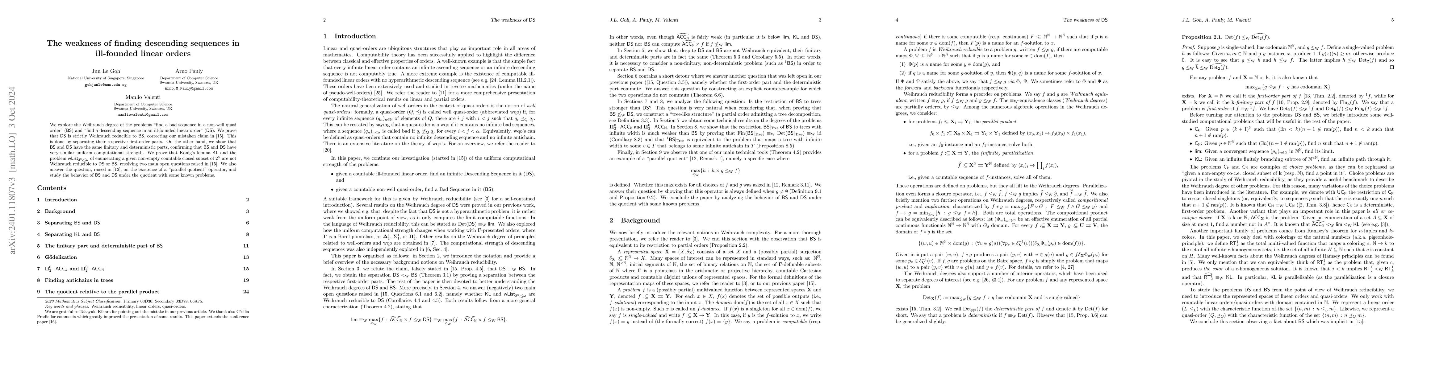 Thumbnail for The weakness of finding descending sequences in ill-founded linear
  orders