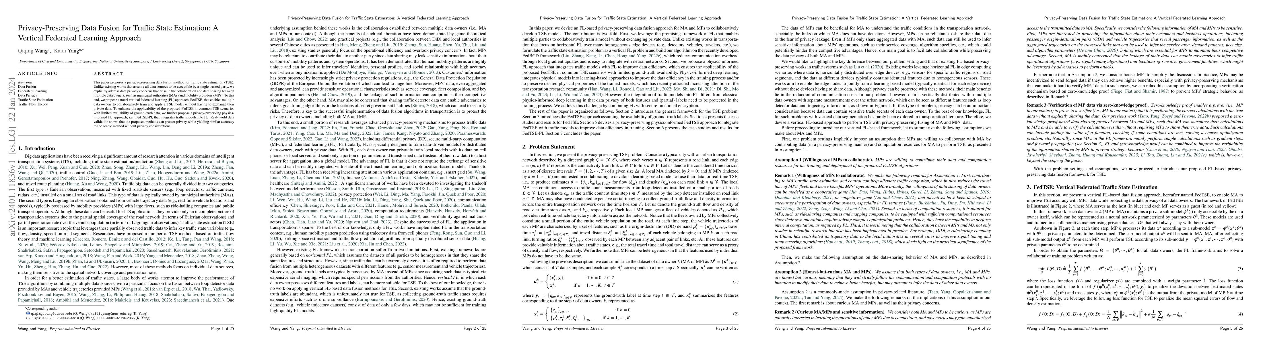 Thumbnail for Privacy-Preserving Data Fusion for Traffic State Estimation: A Vertical
  Federated Learning Approach
