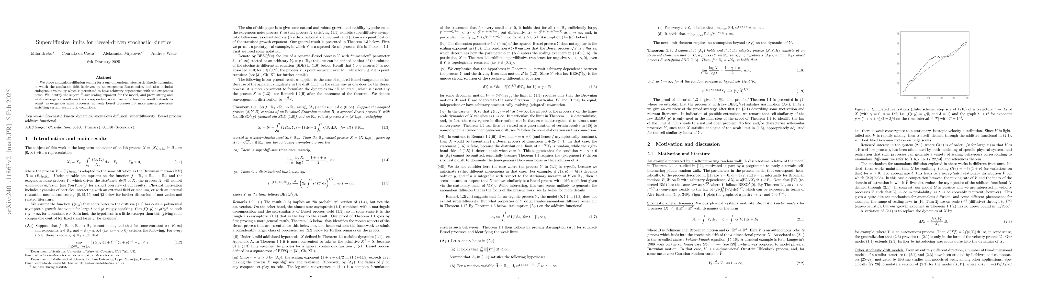 Thumbnail for Superdiffusive limits for Bessel-driven stochastic kinetics