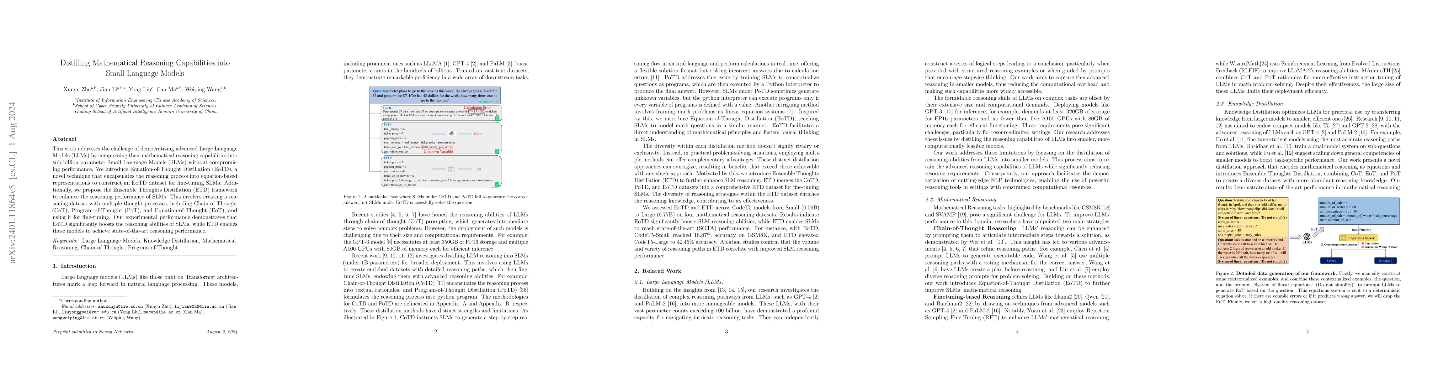 Thumbnail for Distilling Mathematical Reasoning Capabilities into Small Language
  Models
