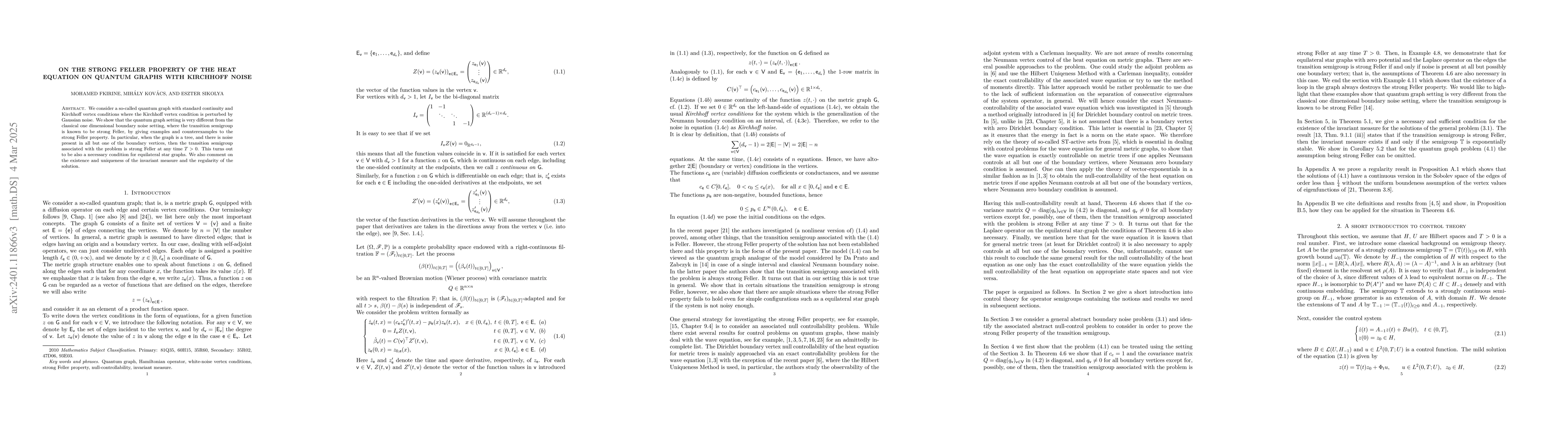 Thumbnail for On the strong Feller property of the heat equation on quantum graphs
  with Kirchoff noise