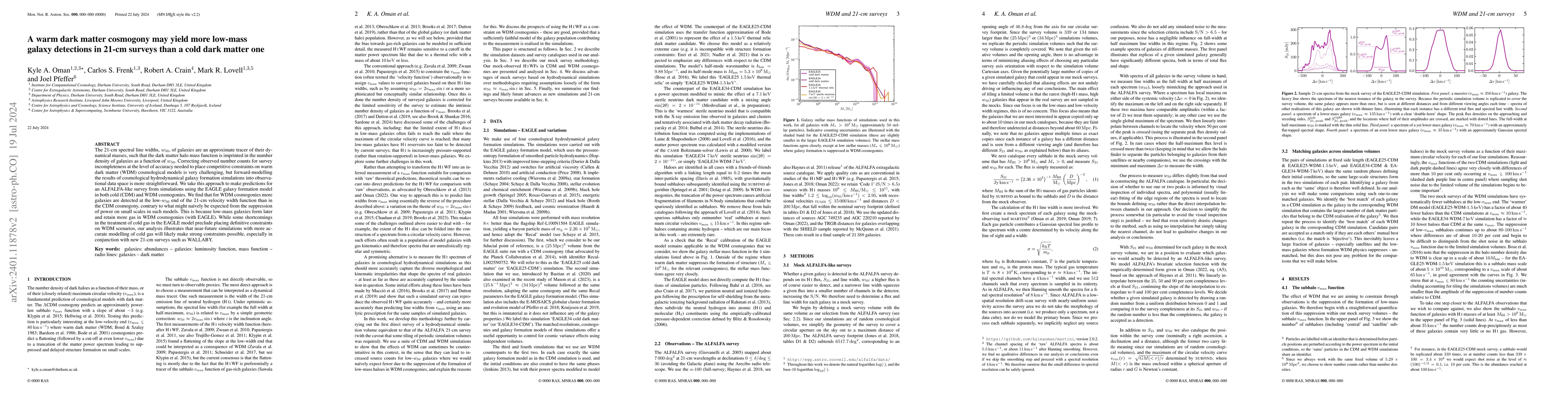 Thumbnail for A warm dark matter cosmogony may yield more low-mass galaxy detections
  in 21-cm surveys than a cold dark matter one