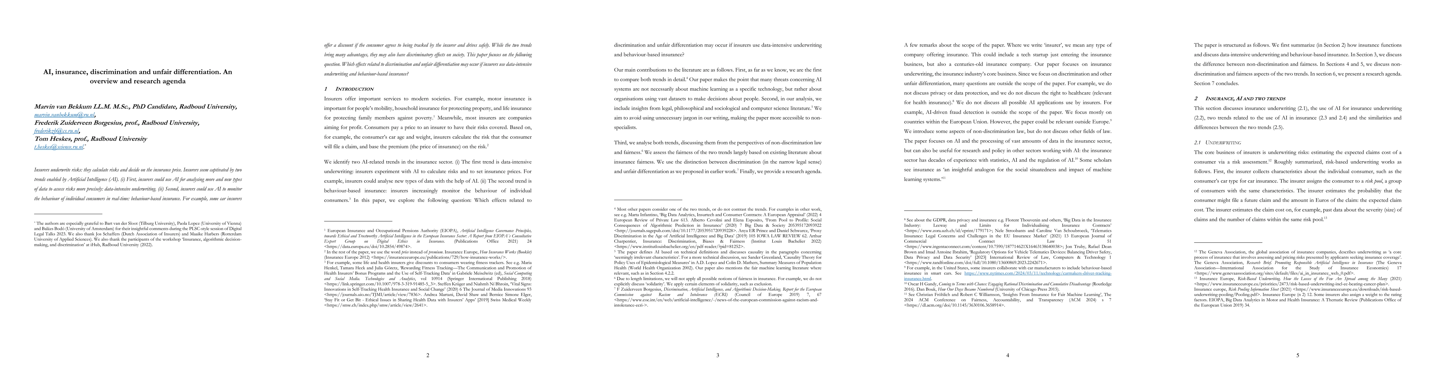 Thumbnail for AI, insurance, discrimination and unfair differentiation. An overview
  and research agenda