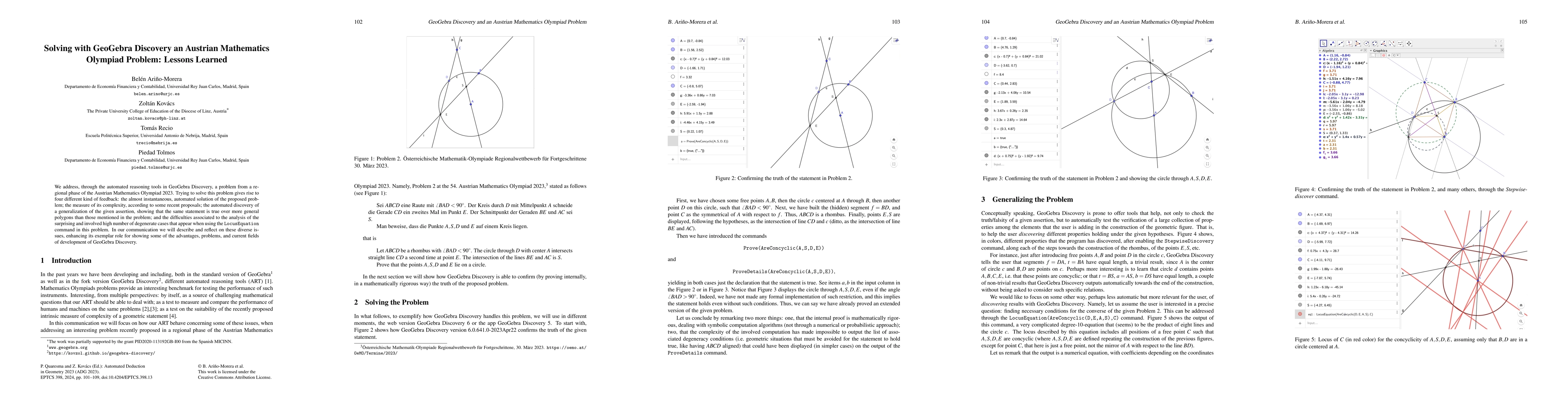 Thumbnail for Solving with GeoGebra Discovery an Austrian Mathematics Olympiad
  problem: Lessons Learned
