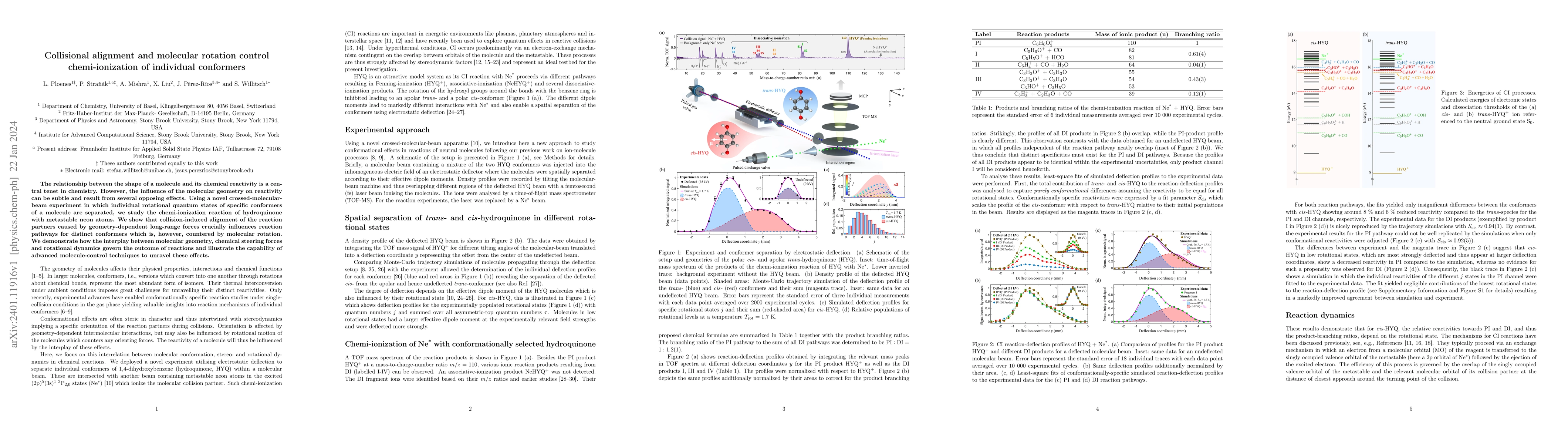 Thumbnail for Collisional alignment and molecular rotation control chemi-ionization of
  individual conformers
