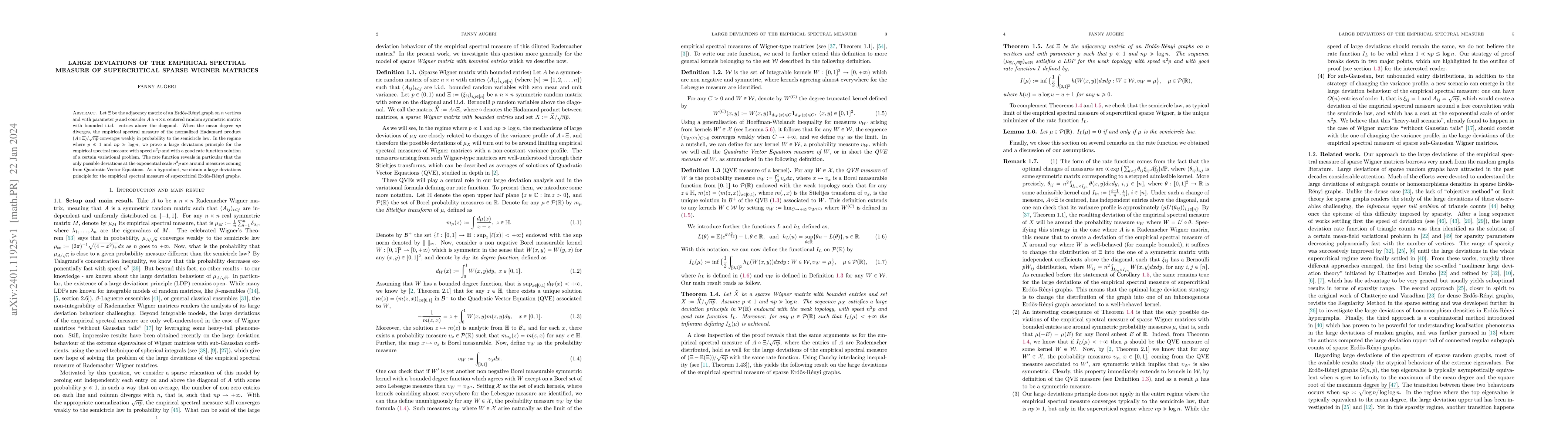 Thumbnail for Large deviations of the empirical spectral measure of supercritical
  sparse Wigner matrices