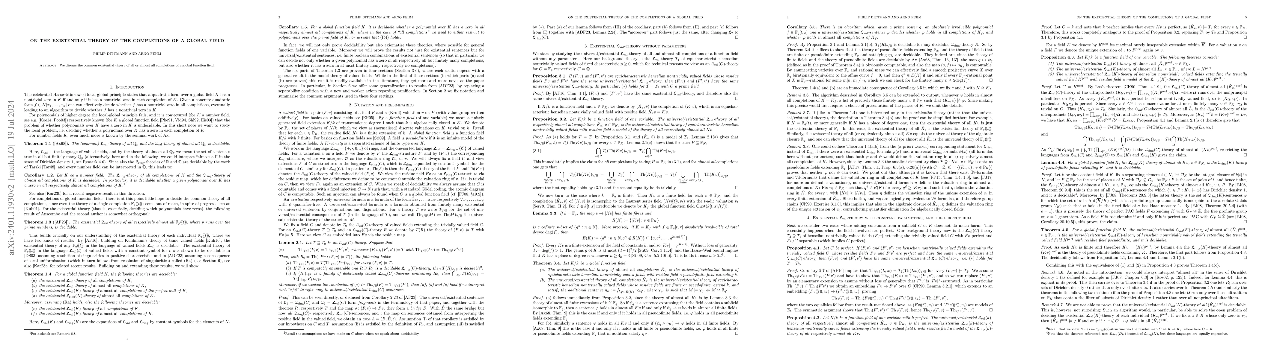 Thumbnail for On the existential theory of the completions of a global field