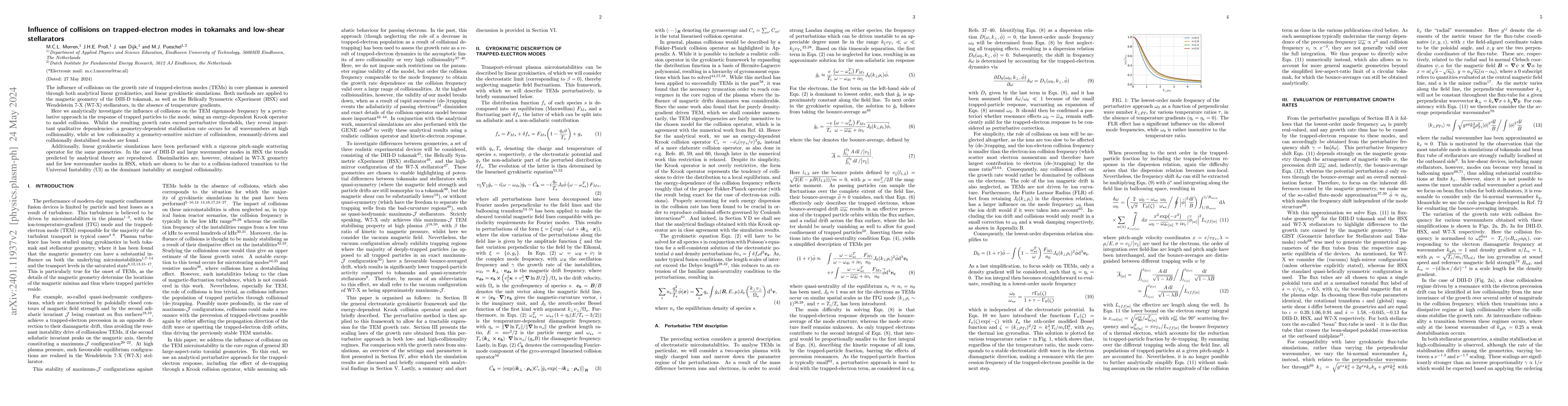 Thumbnail for Influence of collisions on trapped-electron modes in tokamaks and
  low-shear stellarators