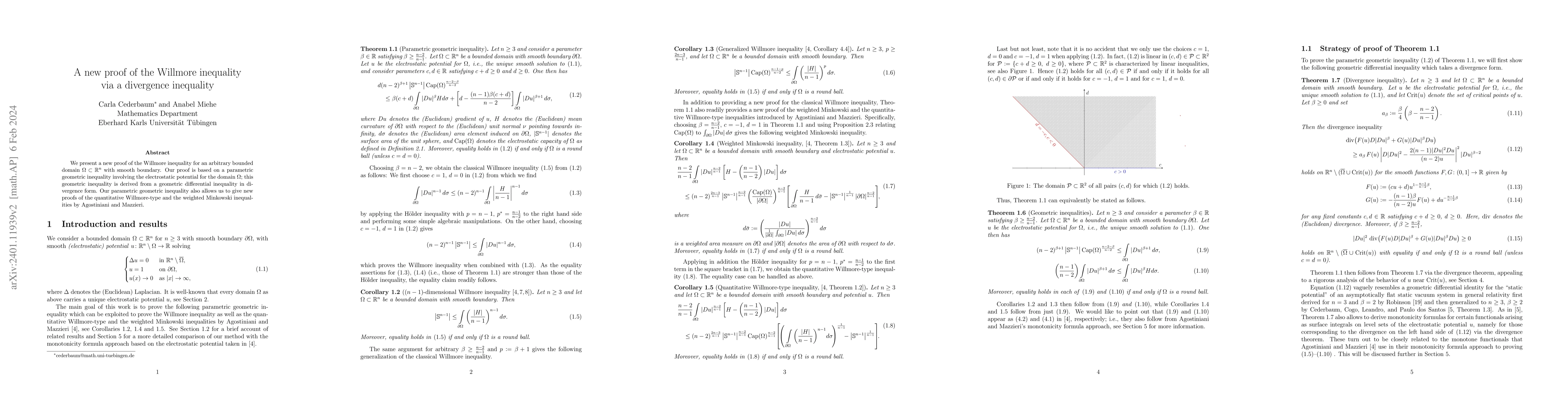 Thumbnail for A new proof of the Willmore inequality via a divergence inequality
